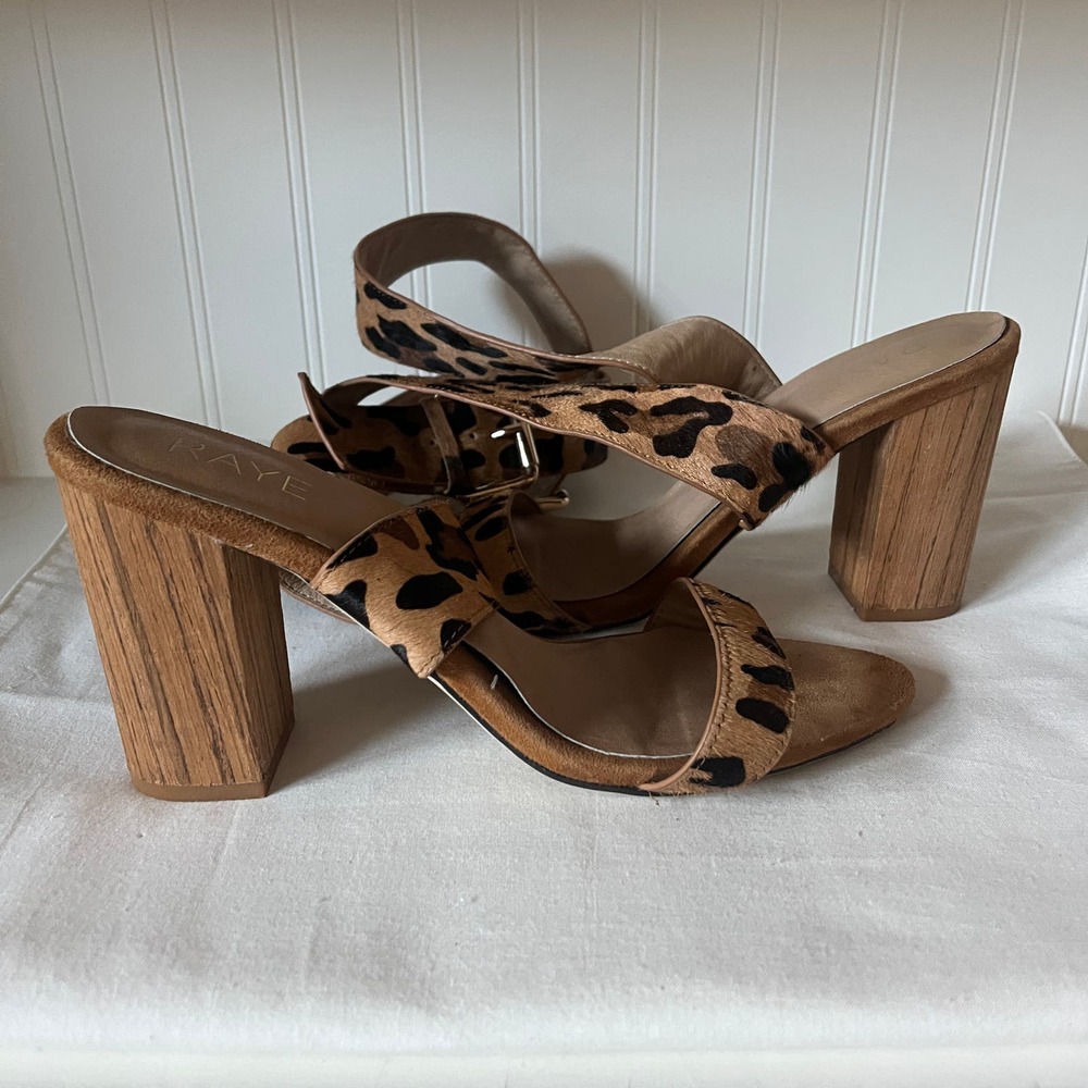Raye Lexie cheetah print ankle strap stacked heels - Picture 5 of 9